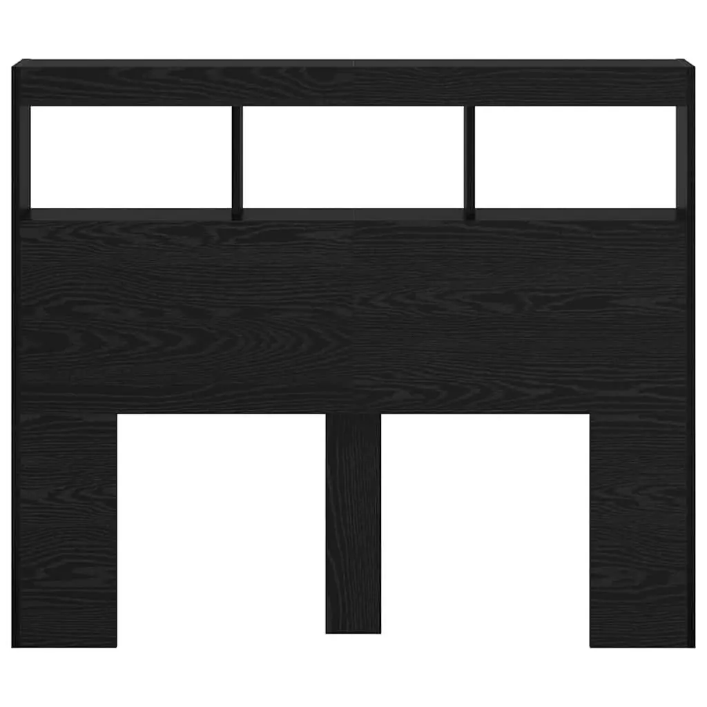Black Oak LED Headboard with USB Power for Bedrooms