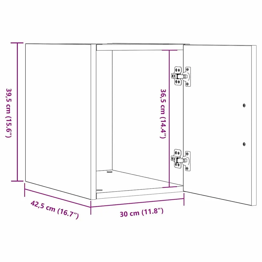 Wall-Mounted Cabinet Brown Modern Storage Furniture Engineered Wood 30 x 42.5 x 39.5 cm