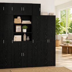 Black Oak Wall-Mounted Cabinet for Living Spaces
