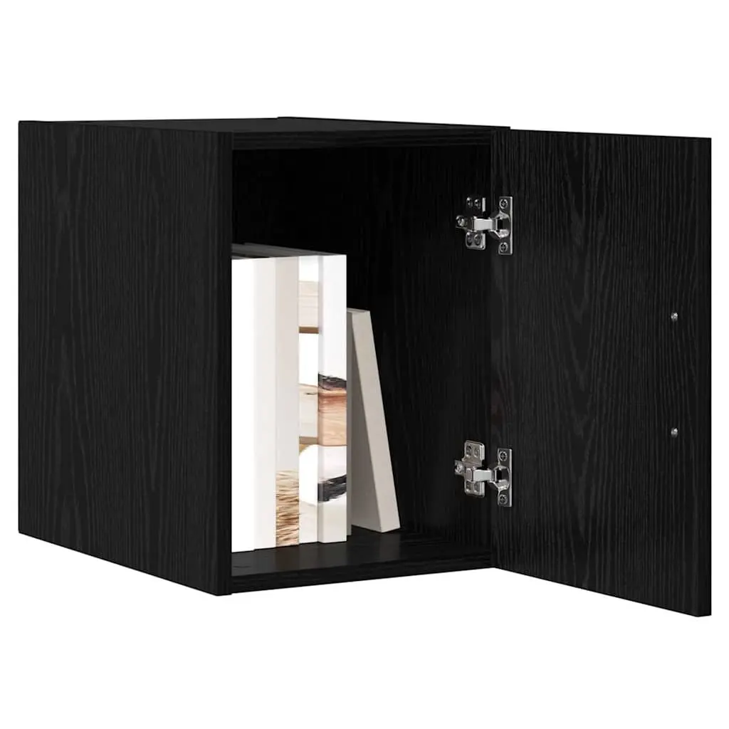 Black Oak Wall-Mounted Cabinet for Living Spaces