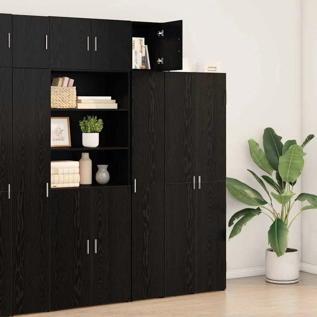 Black Oak Wall-Mounted Cabinet for Living Spaces