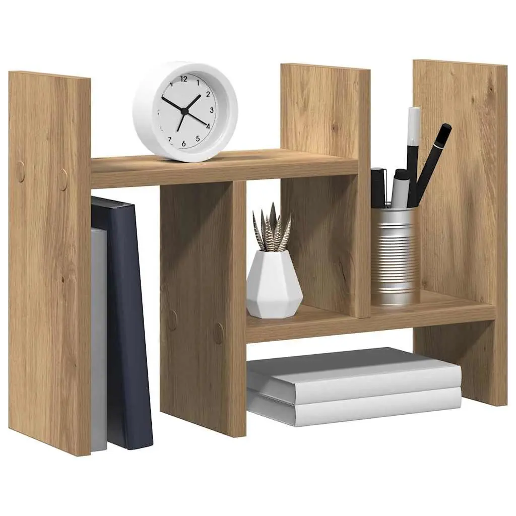 Desk Organiser Engineered Wood Brown Compact Size Office Storage Compartments