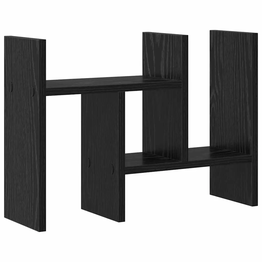 Desk Organiser Black Oak Engineered Wood 50cm Office Storage Filing Organisation