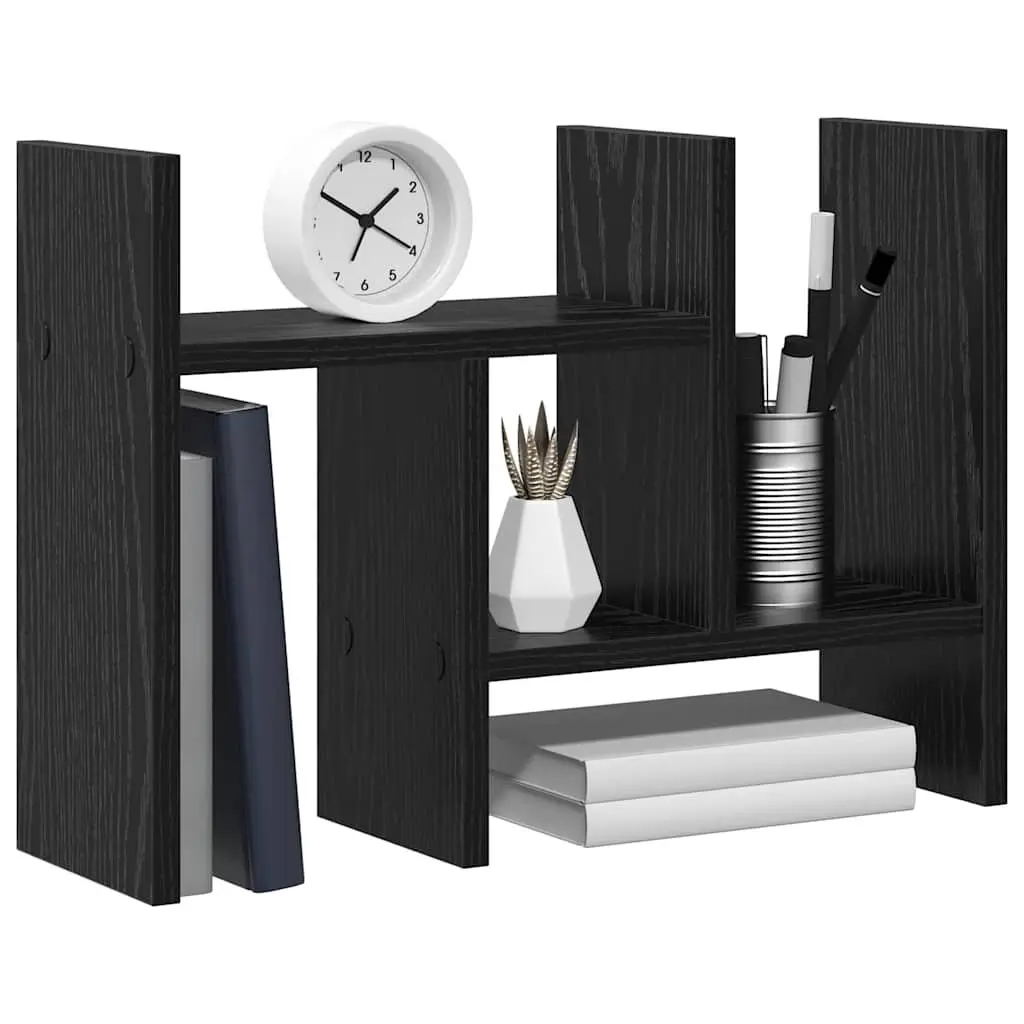 Desk Organiser Black Oak Engineered Wood 50cm Office Storage Filing Organisation