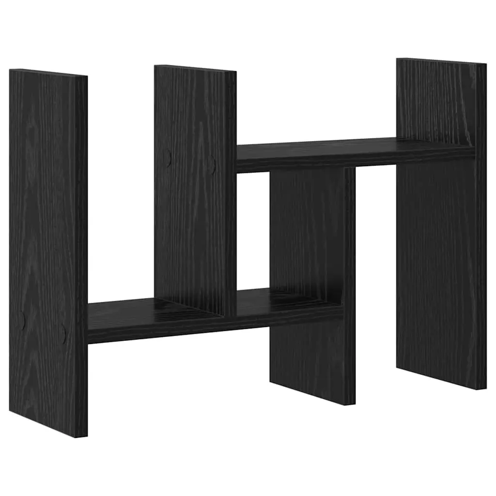 Desk Organiser Black Oak Engineered Wood 50cm Office Storage Filing Organisation