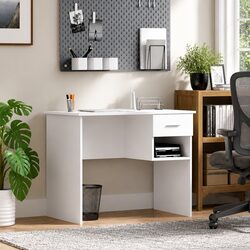 Inviting White Writing Desk with Drawer for Cozy Spaces