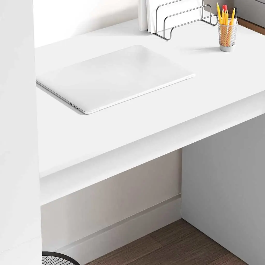 White Study Desk with Integrated Shelves 113x54x120cm