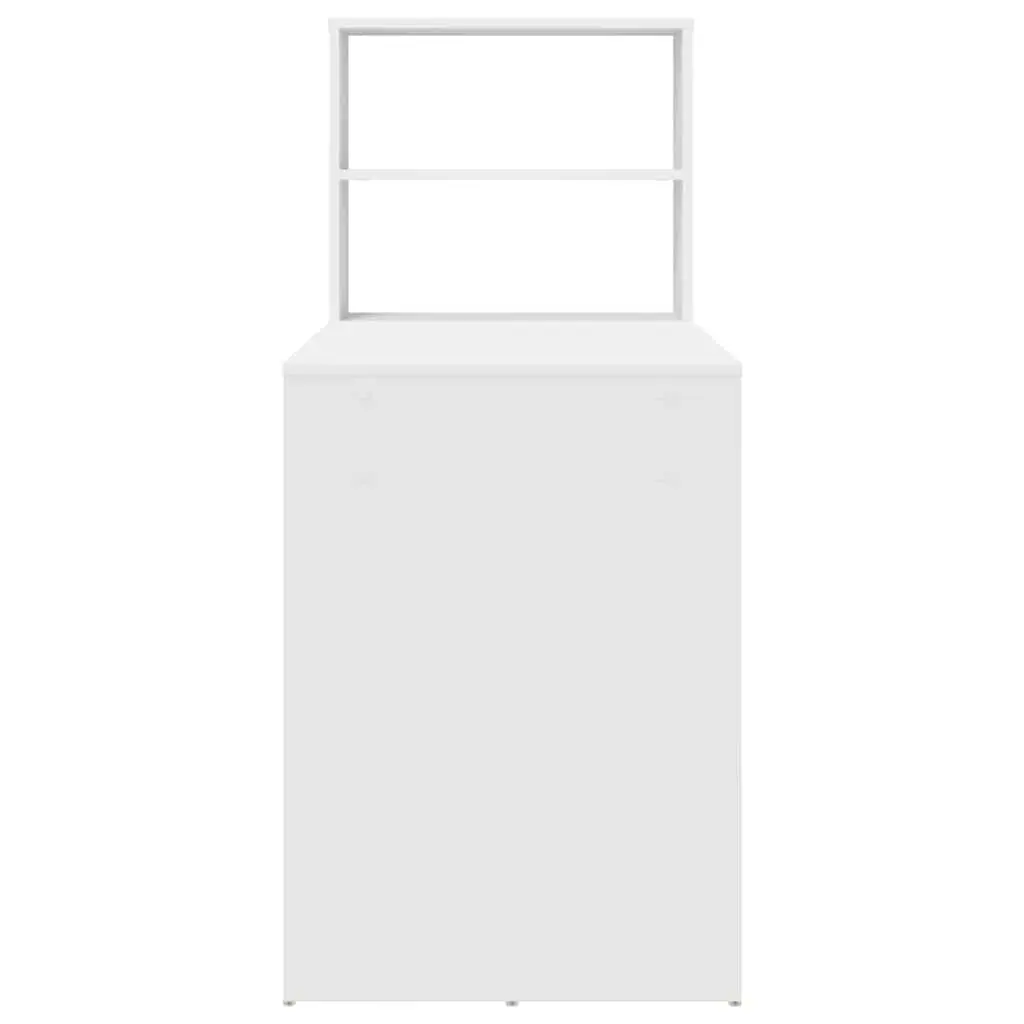 White Study Desk with Integrated Shelves 113x54x120cm