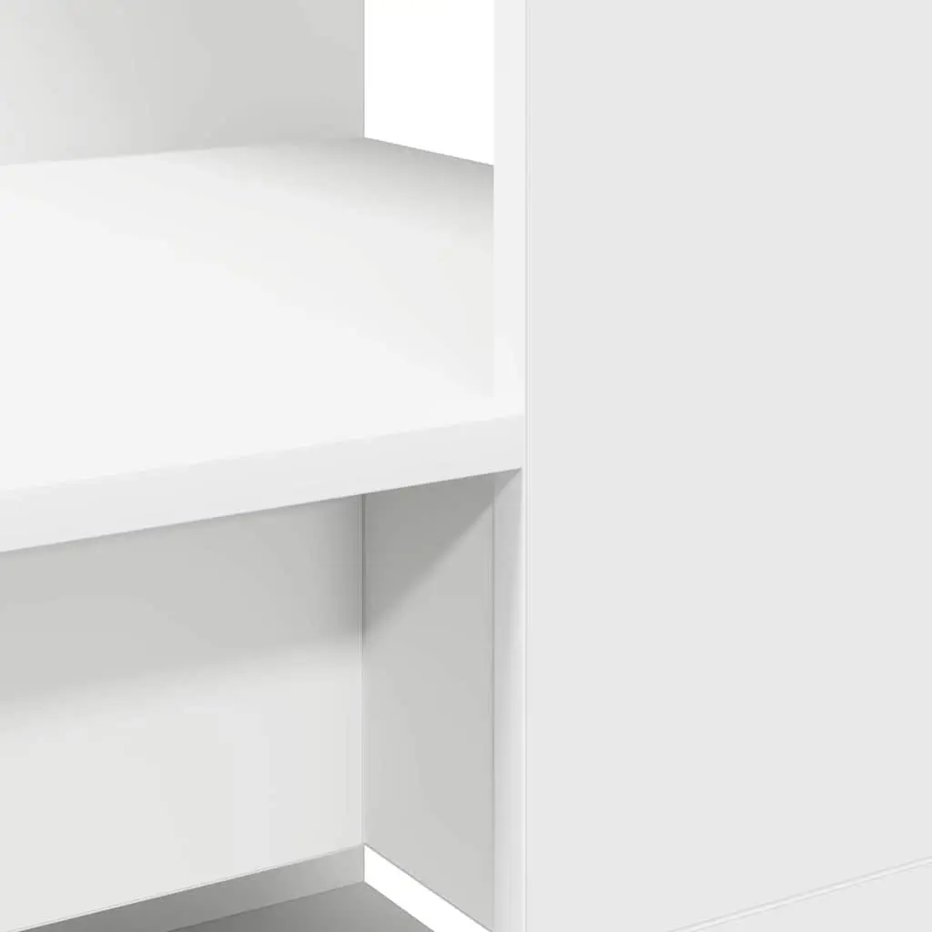 White Study Desk with Integrated Shelves 113x54x120cm