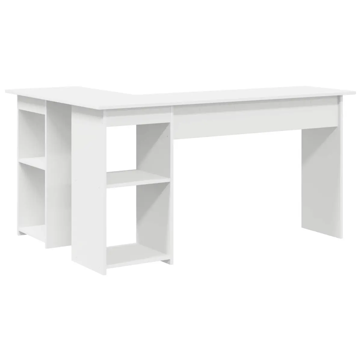 White Corner Desk with Shelves Home Office Study Computer Workspace 142x102x73cm