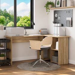 Sonoma Oak Corner Desk with Shelf for Home Office