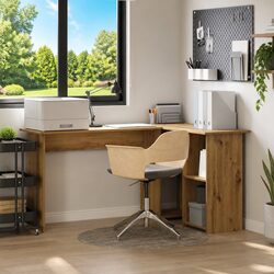 Modern Brown Corner Desk for Cozy Home Offices