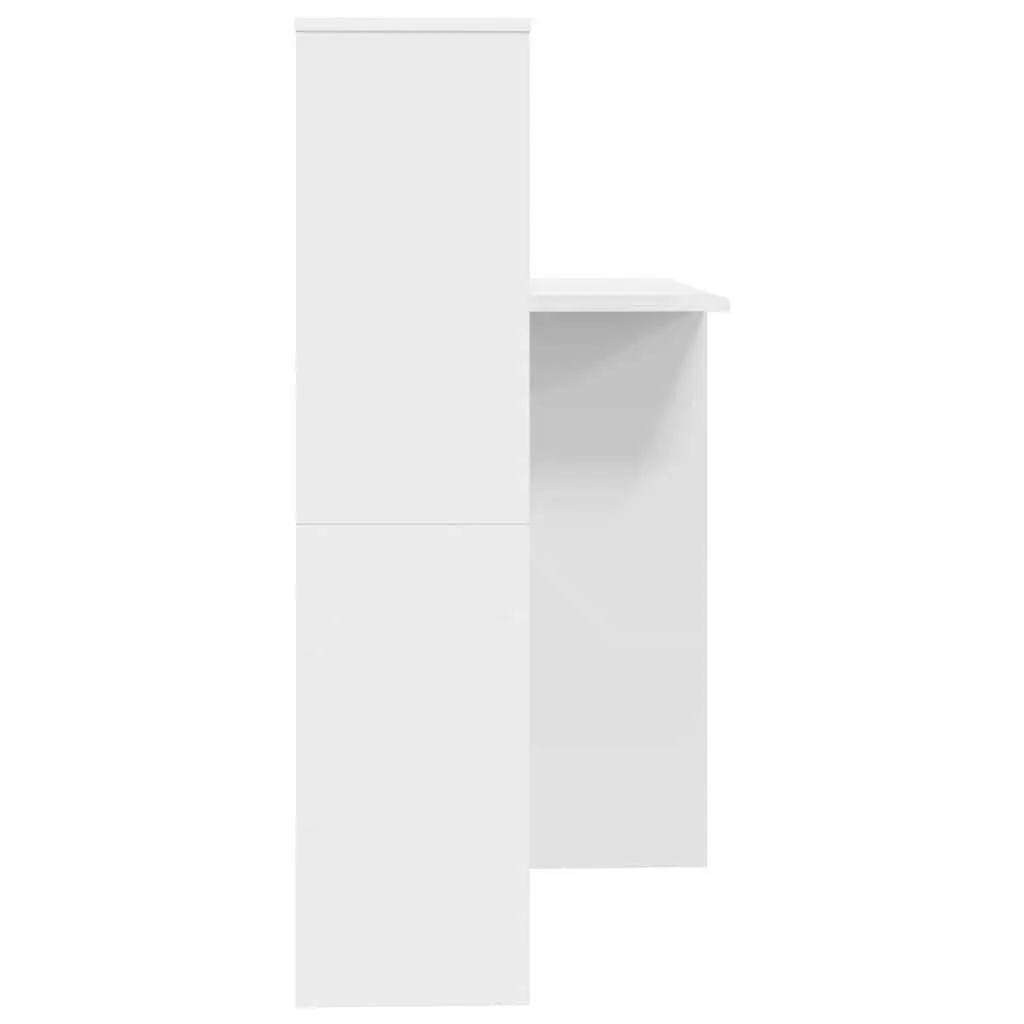 White Engineered Wood Desk with Integrated Storage Shelves