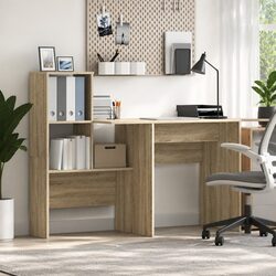 Brown Sonoma Oak Engineered Wood Desk with Storage