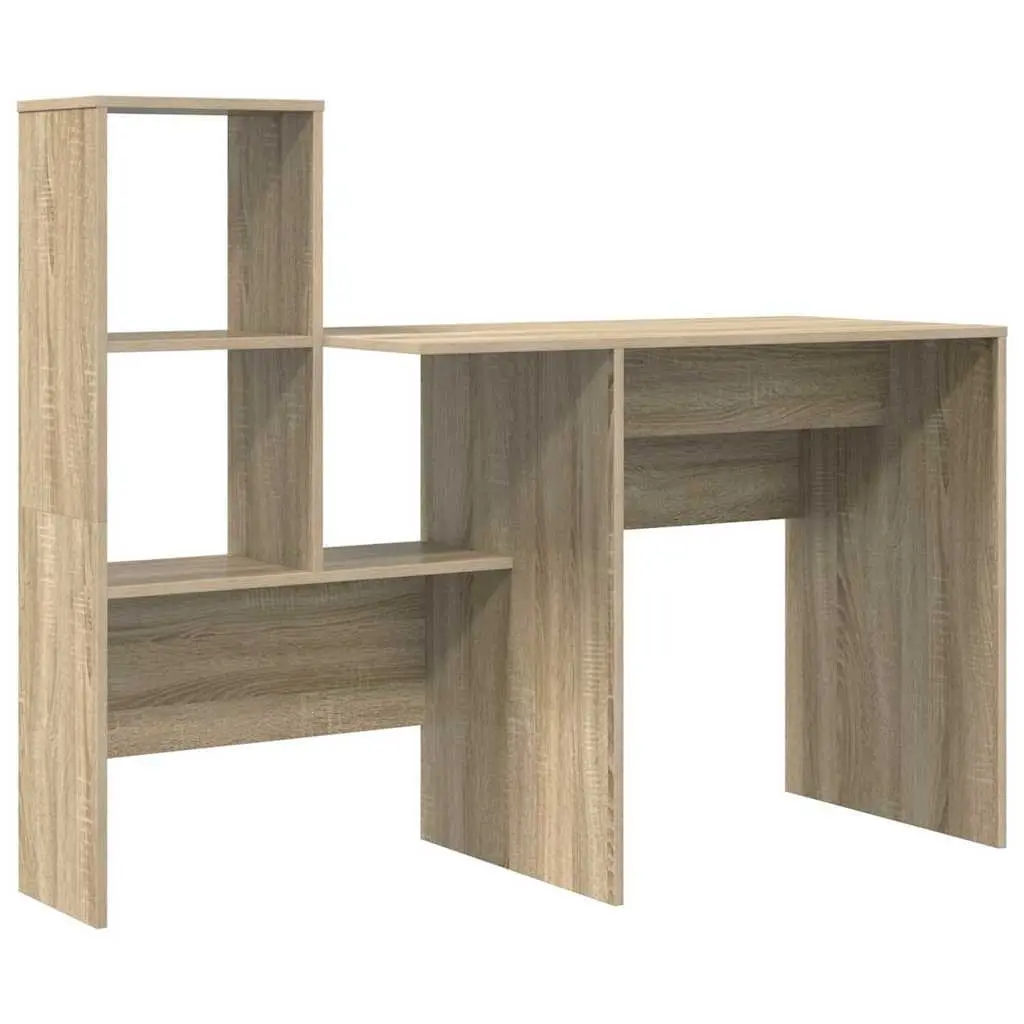 Brown Sonoma Oak Engineered Wood Desk with Storage