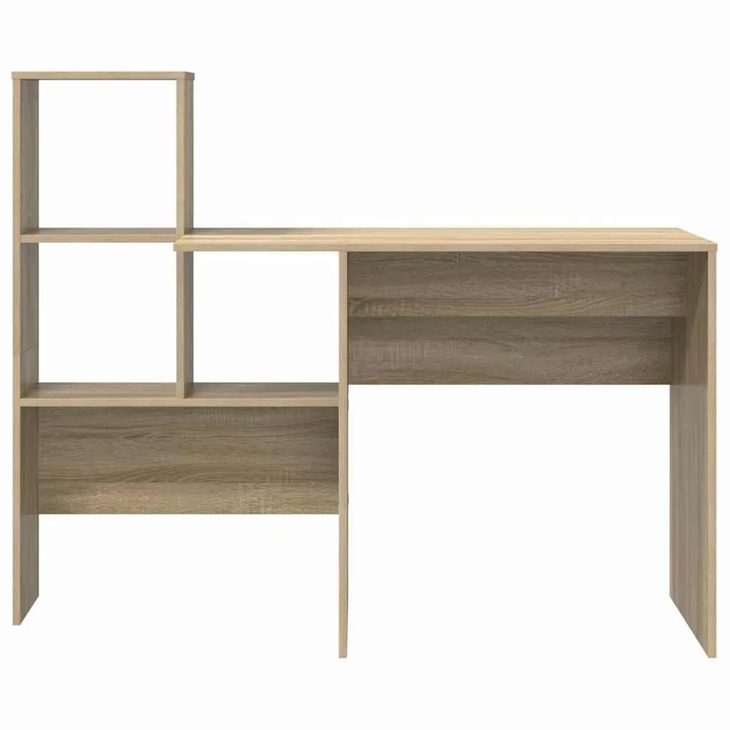 Brown Sonoma Oak Engineered Wood Desk with Storage