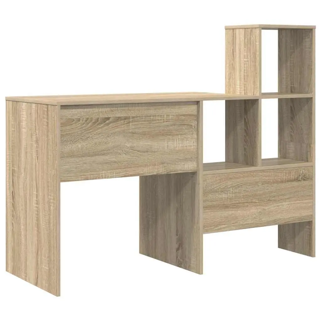 Brown Sonoma Oak Engineered Wood Desk with Storage