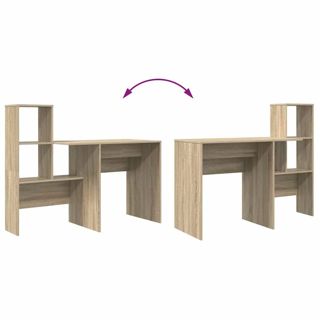 Brown Sonoma Oak Engineered Wood Desk with Storage