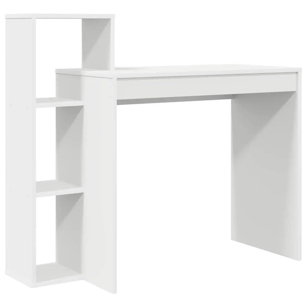 White Desk with Integrated Shelf for Home Office