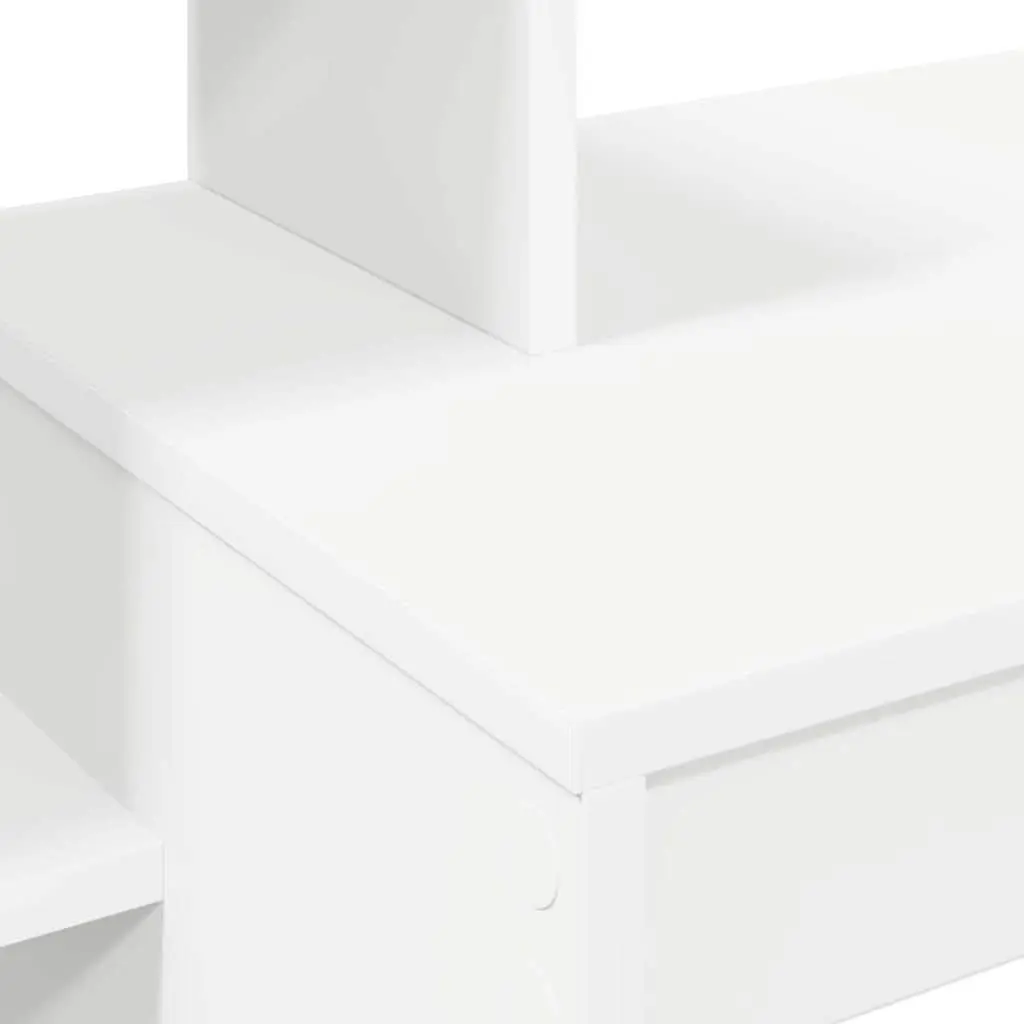 White Desk with Integrated Shelf for Home Office