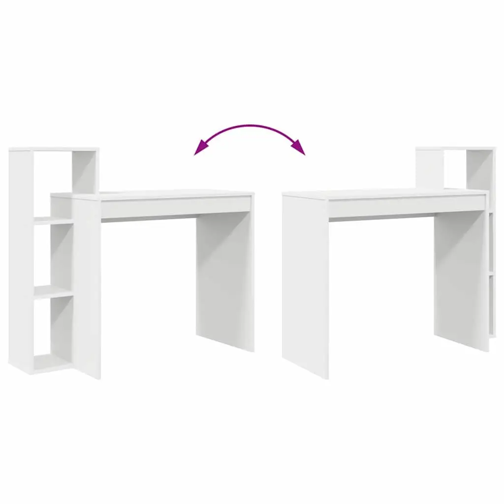 White Desk with Integrated Shelf for Home Office