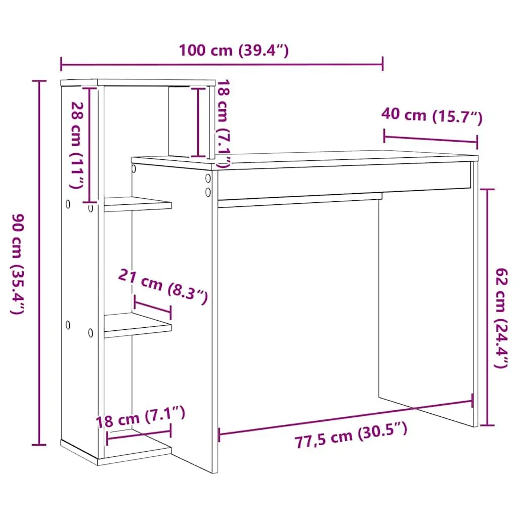 White Desk with Integrated Shelf for Home Office
