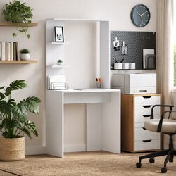 Modern White Writing Desk with Integrated Shelves