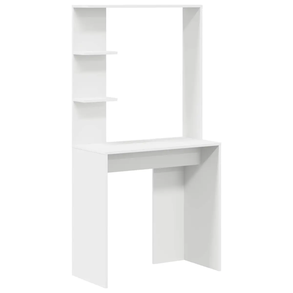 White Writing Desk with Integrated Shelves