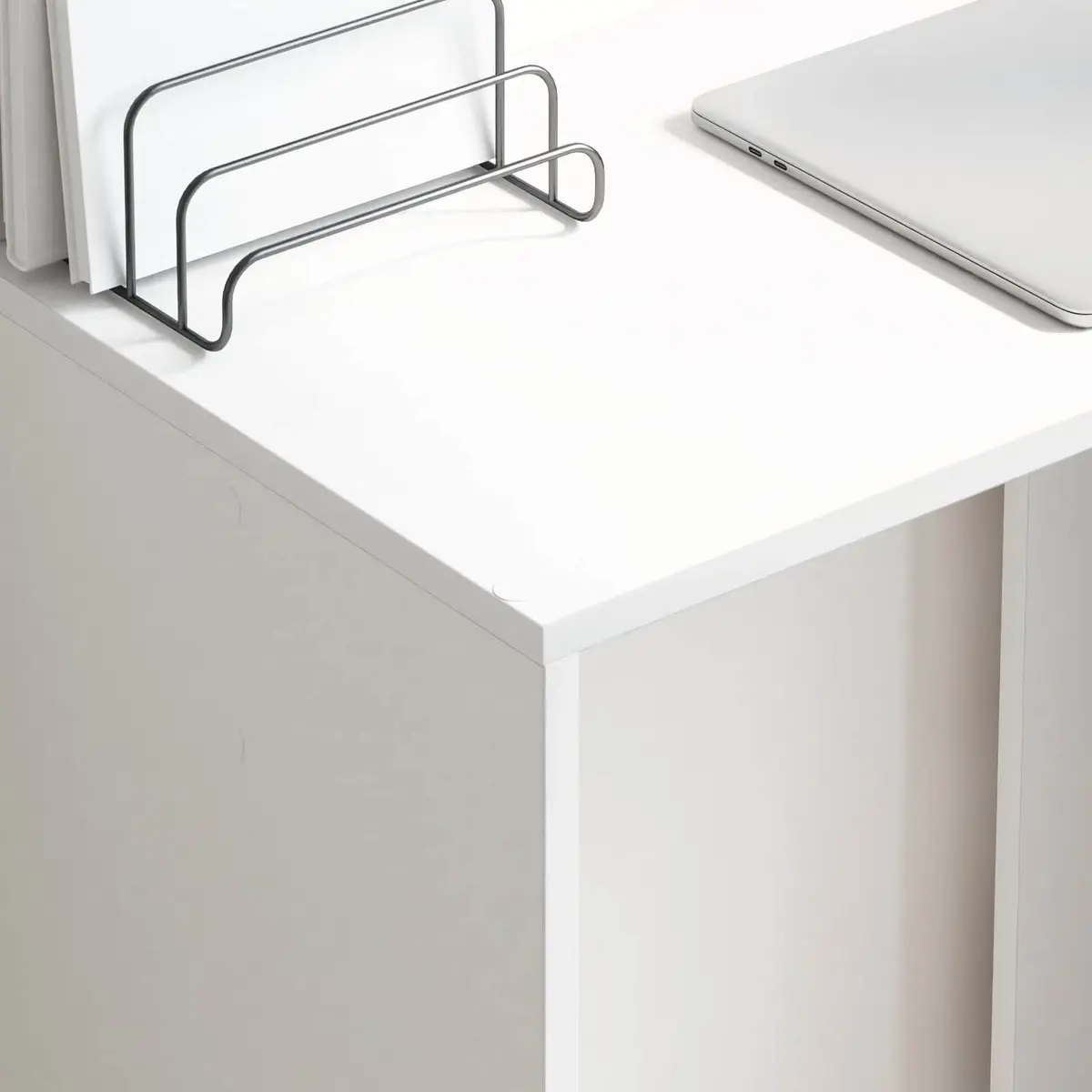 White Writing Desk with Integrated Shelves