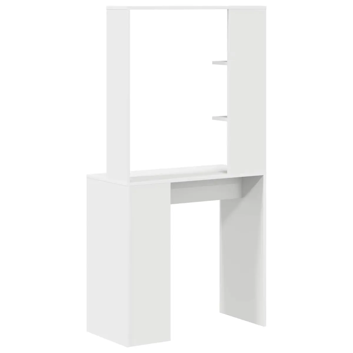White Writing Desk with Integrated Shelves