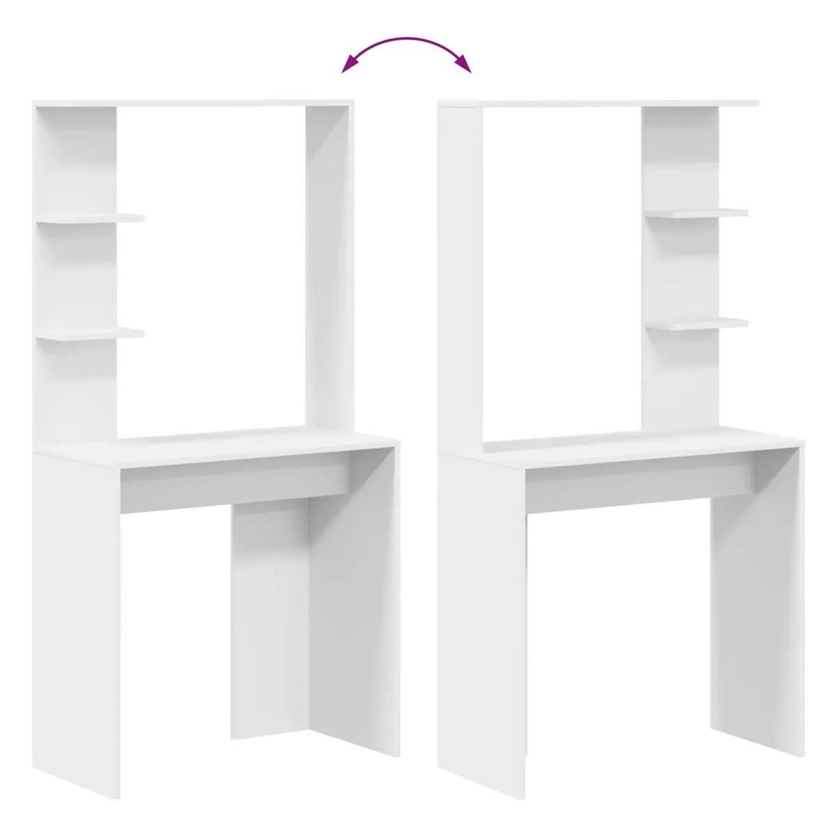White Writing Desk with Integrated Shelves