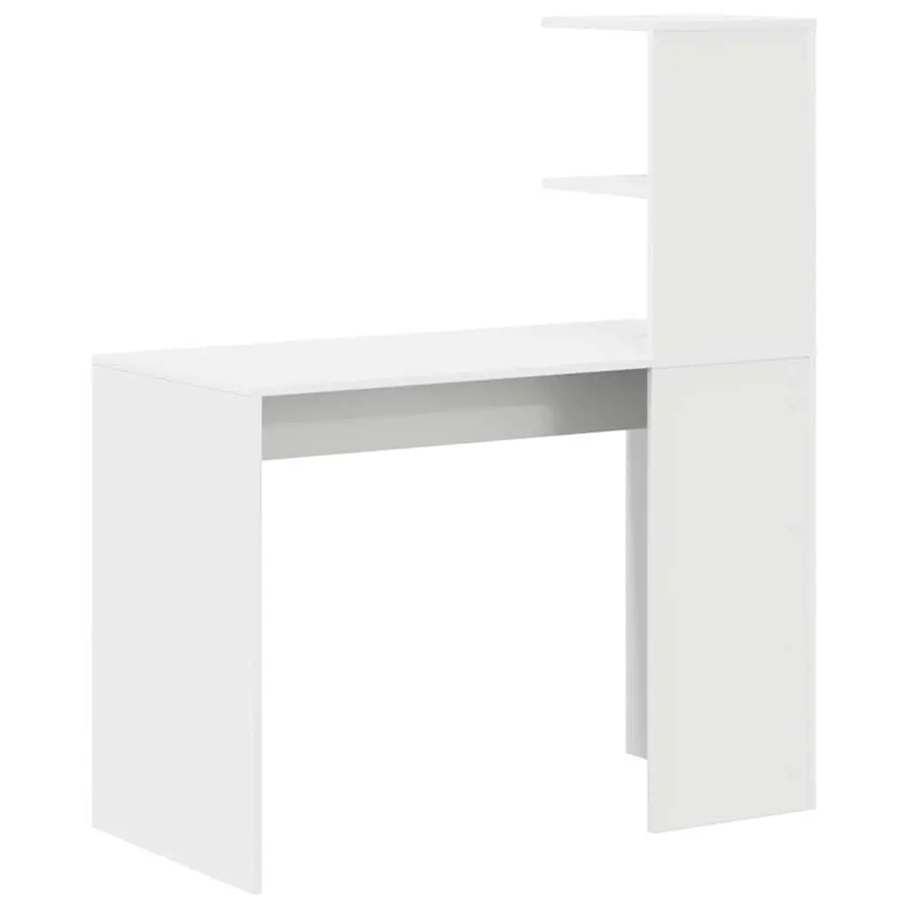 White Computer Desk with Built-in Shelves Storage Office Workstation Study Table