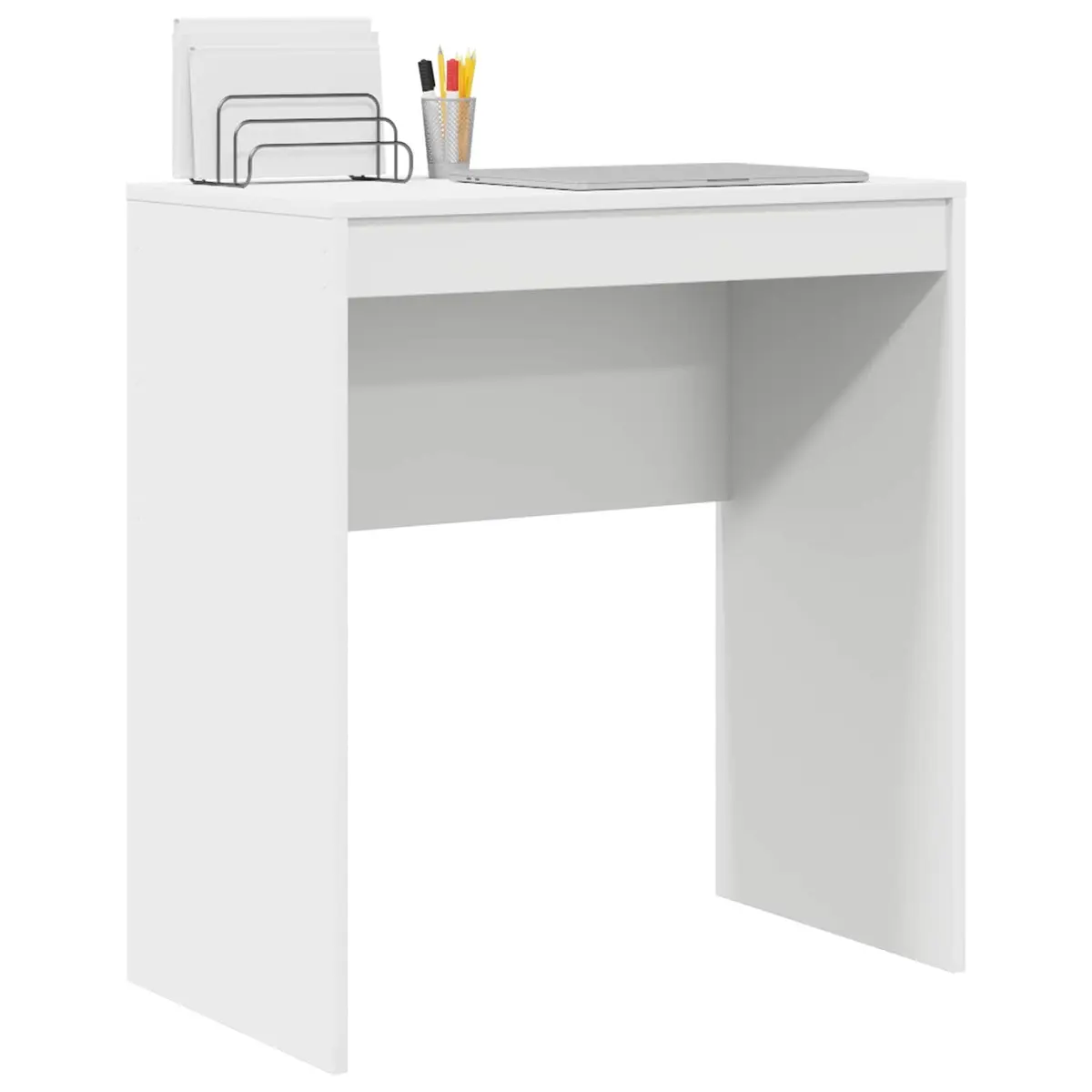 White Writing Desk Compact Home Office Study Computer Workspace Furniture