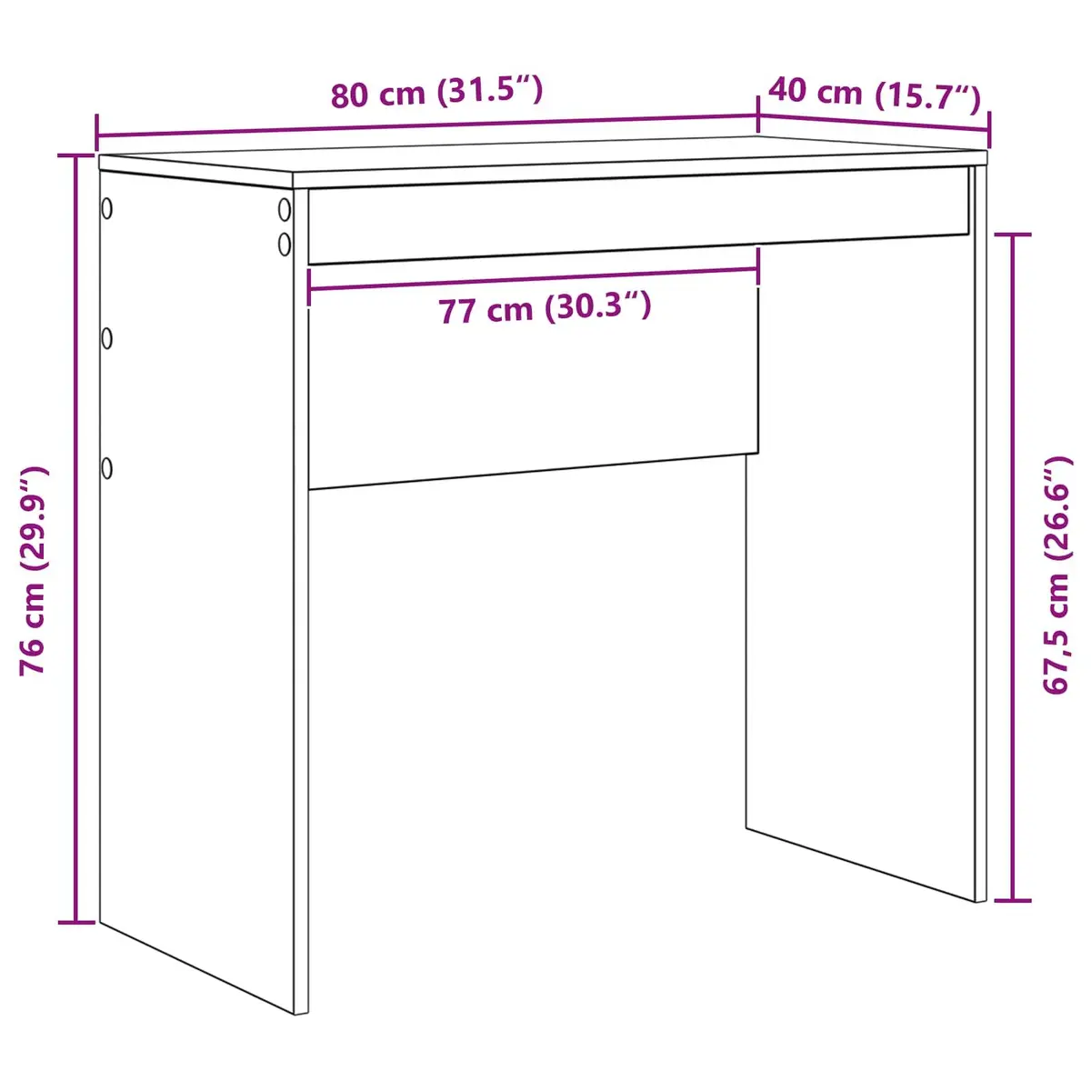 Writing Desk White Compact Engineered Wood 80 x 40 x 76 cm