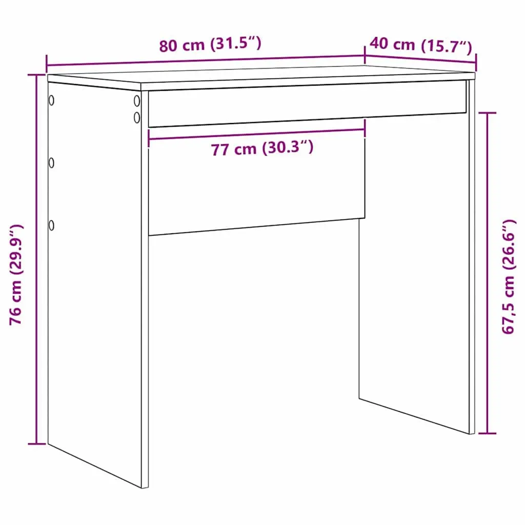 Writing Desk White Compact Engineered Wood 80 x 40 x 76 cm