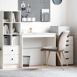 White Writing Desk Compact Home Office Study Workspace Engineered Wood