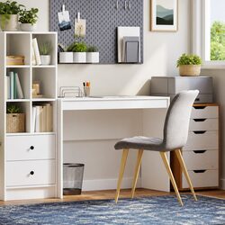 Compact White Writing Desk for Home and Office 100x40x76cm
