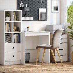 Compact White Writing Desk for Cozy Home Offices