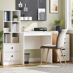 Compact White Writing Desk for Home Office
