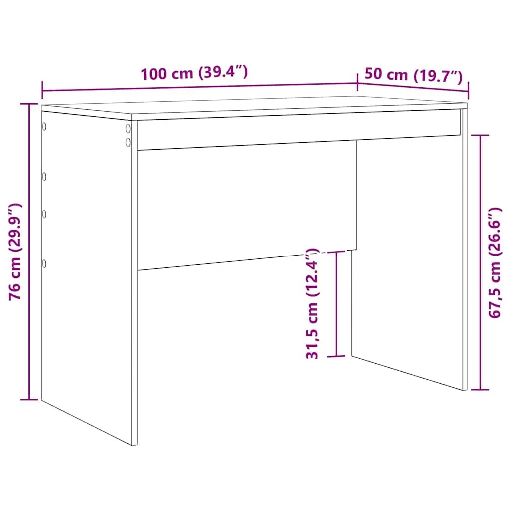 White Writing Desk Compact Office Home Study Engineered Wood Modern Minimalist