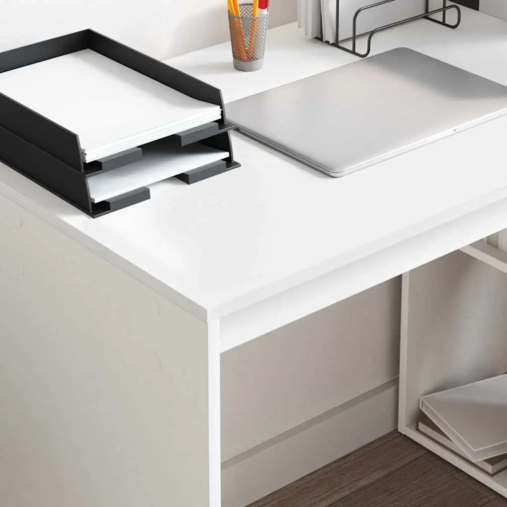 Computer Desk with Shelf Modern Office Workspace Storage White Engineered Wood