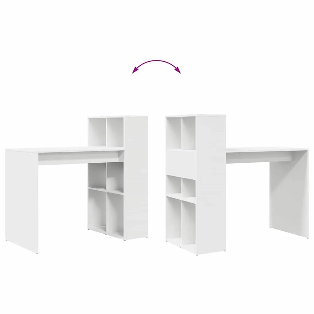 Computer Desk with Shelf Modern Office Workspace Storage White Engineered Wood