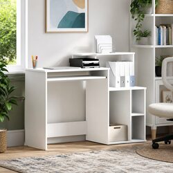 Modern White Desk with Drawer for Home Office
