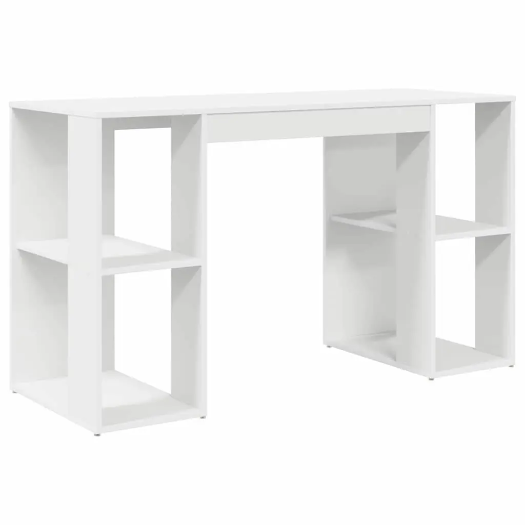 Desk with Shelf White 130 x 50.5 x 75 cm Engineered Wood Storage Office Computer Workspace