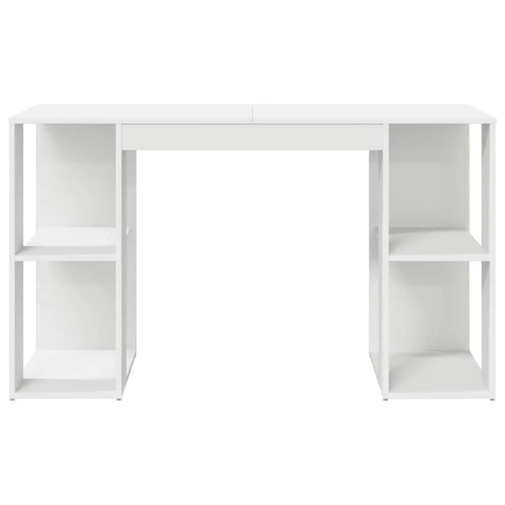 Desk with Shelf White 130 x 50.5 x 75 cm Engineered Wood Storage Office Computer Workspace