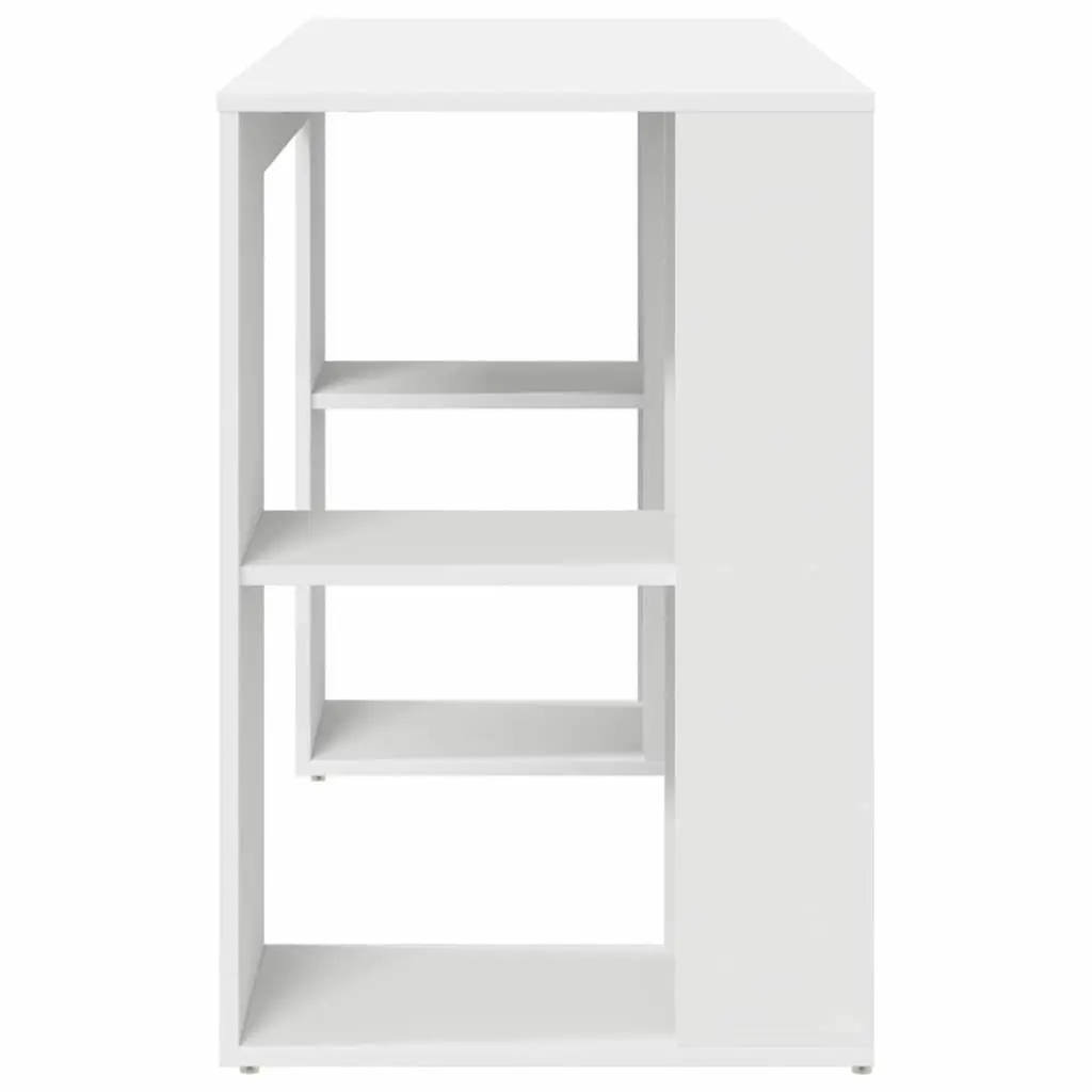 Desk with Shelf White 130 x 50.5 x 75 cm Engineered Wood Storage Office Computer Workspace