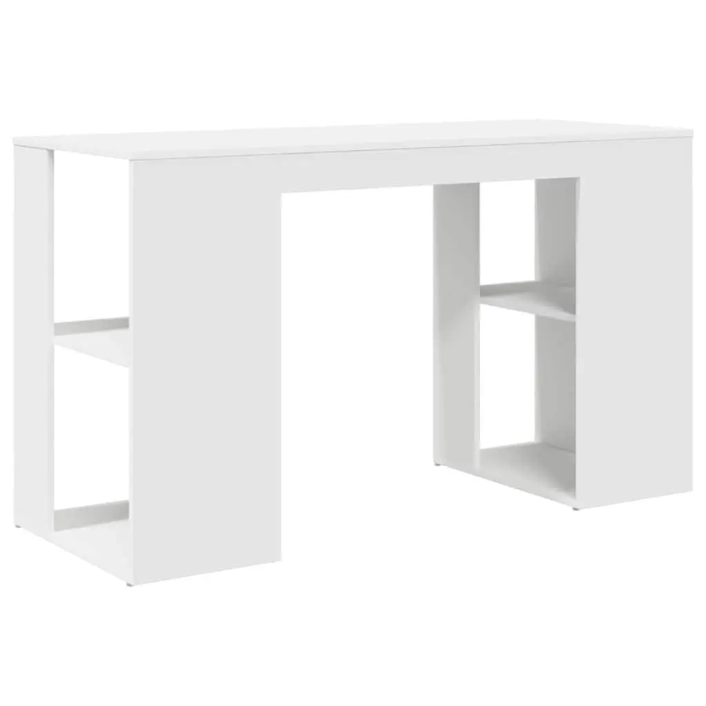 Desk with Shelf White 130 x 50.5 x 75 cm Engineered Wood Storage Office Computer Workspace