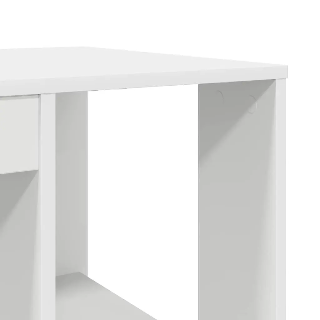 Desk with Shelf White 130 x 50.5 x 75 cm Engineered Wood Storage Office Computer Workspace