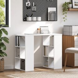 White Writing Desk with Shelves for Home Office