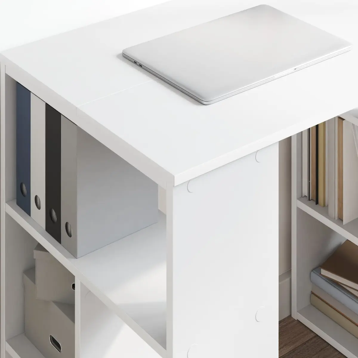 White Writing Desk with Shelves for Home Office